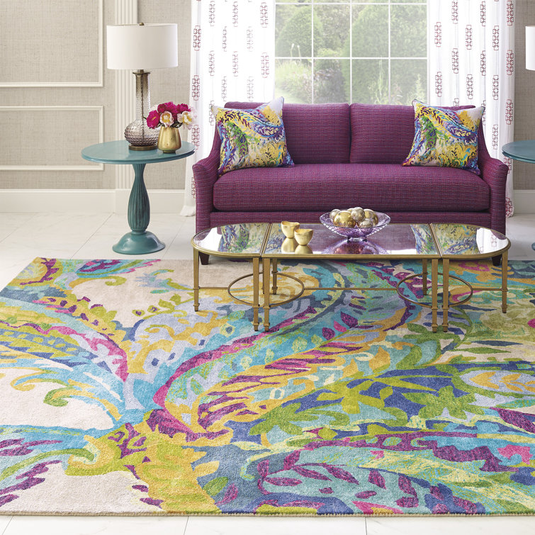 CompanyC Galleria Floral Handmade Tufted Wool Blue/Green/Yellow Area